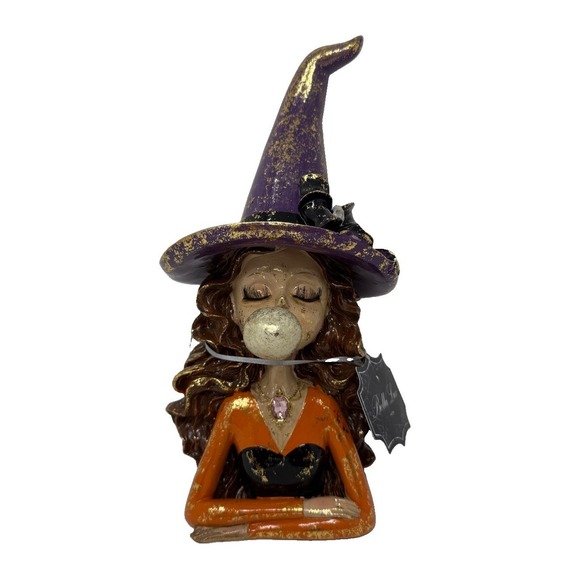 Bella Luxx Other - NWT! Bella Lux 12" Halloween Witch Figurine Eyelash Blowing Bubble Purple Orange